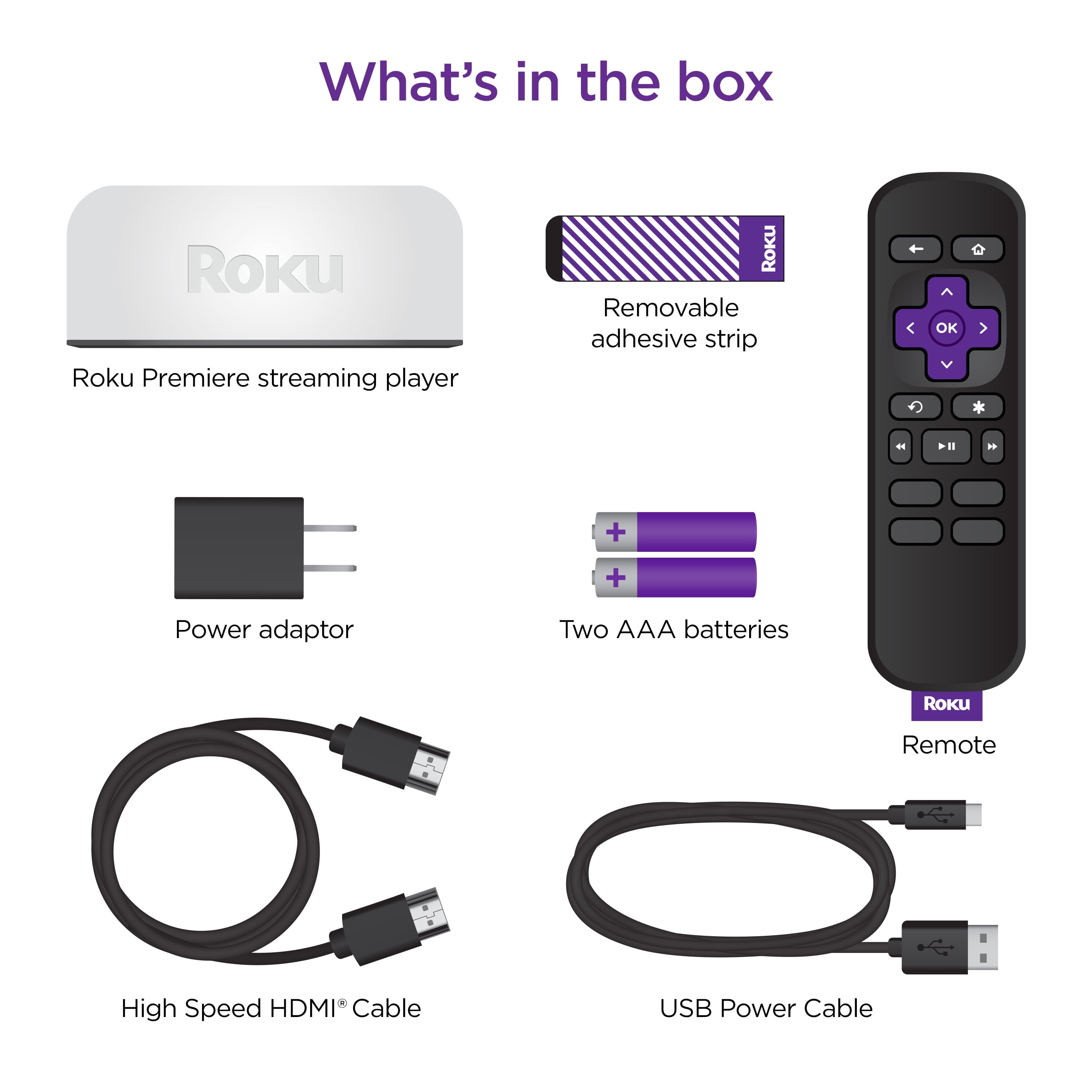 Roku Premiere   4K/HDR Streaming Media Player Wi Fi  Enabled with Premium High Speed HDMI  Cable and Standard Remote