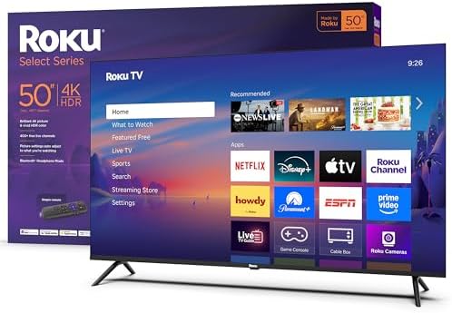 Roku Smart TV   55 Inch Select Series  4K HDR TV   Roku TV with Enhanced Voice Remote   Flat Screen LED Television with Wi Fi for Streaming Live Local News  Sports  Family Entertainment