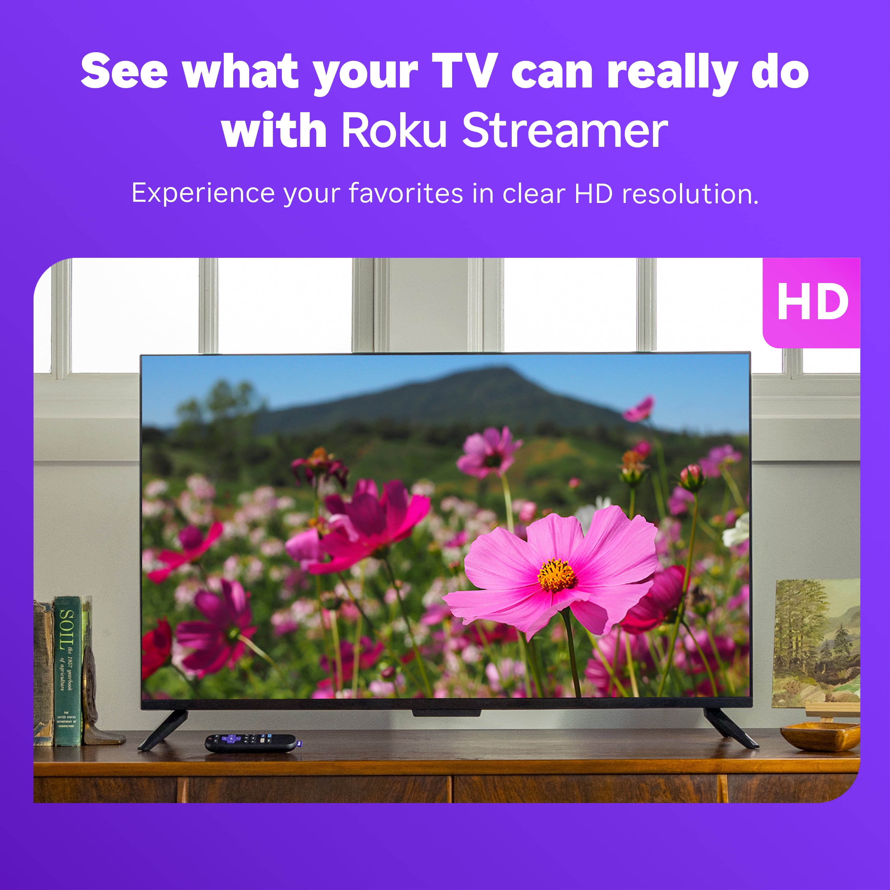 Roku Streamer 2025 - Dispositivo de Transmisión HD Roku para TV con Control Remoto por Voz - TV Gratis y en Vivo