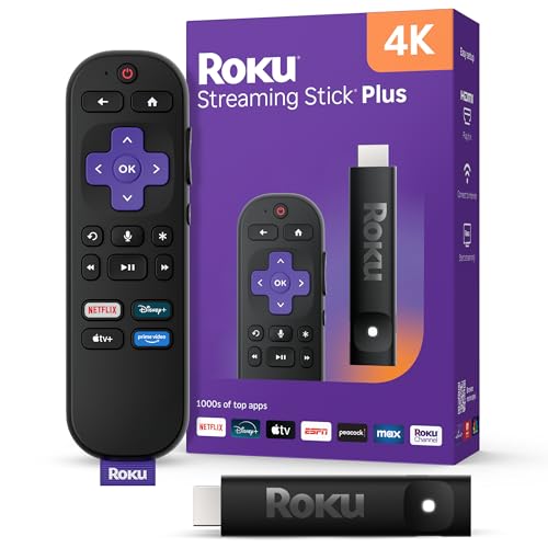 Roku Streaming Stick Plus 2025   4K & HDR Roku Streaming Device for TV with Voice Remote   Free & Live TV