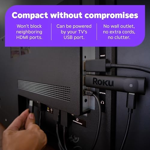 Roku Streaming Stick Plus 2025 - Dispositivo de transmisión Roku 4K y HDR para TV con control remoto por voz - TV gratis y en vivo