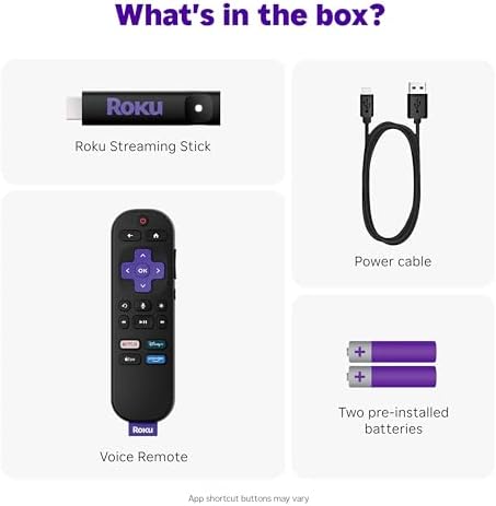 Roku Streaming Stick HD   HD Streaming Device for TV with Roku Voice Remote  Free & Live TV