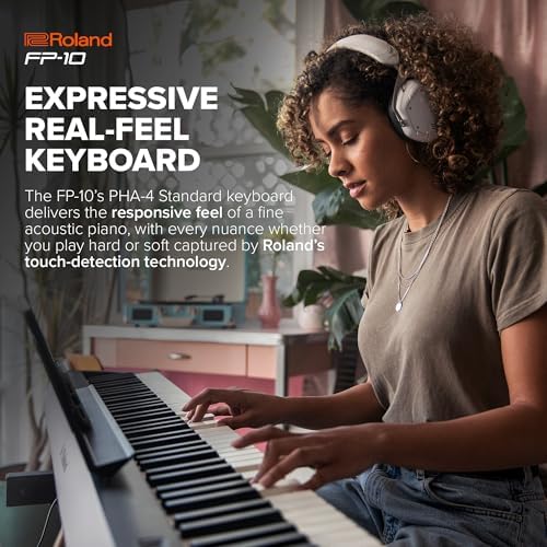 Roland FP 10   Compact 88 Note Digital Piano   SuperNATURAL Piano Tones   Authentic Acoustic Feel Keyboard   Great for Beginners & Experienced Players   Bluetooth & MIDI Connectivity