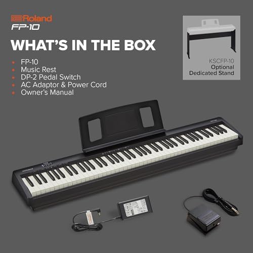 Roland FP 10   Compact 88 Note Digital Piano   SuperNATURAL Piano Tones   Authentic Acoustic Feel Keyboard   Great for Beginners & Experienced Players   Bluetooth & MIDI Connectivity