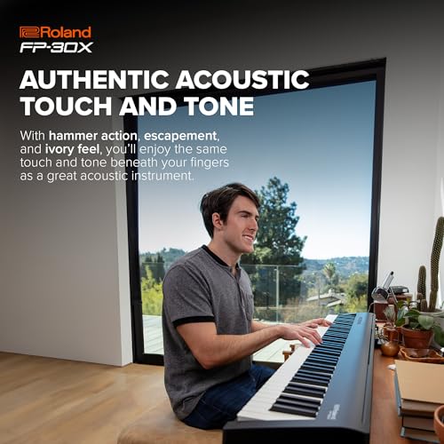 Roland FP 30X Digital Piano with Built in Powerful Amplifier and Stereo Speakers Rich Tone Authentic Ivory 88 Note PHA 4 Keyboard for unrivalled Acoustic Feel Sound FP 30X BK Black