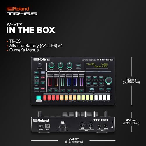 Roland TR 6S Rhythm Performer   Compact Drum Machine with Six Tracks of Authentic TR Sounds including TR 808  CR 78 & More   Large Preset Sample Library   Editable FM Sound Engine   Advanced Sequencer