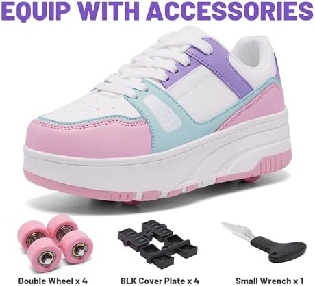 Roller Skate Shoes for Kids Girls Boys Detachable Wheeled Fashion Sneakers