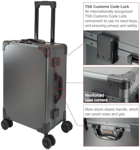 Rolling Makeup Train Case with Mirror and Lights Cosmetic Travel Box Mobile Barber Stations with Bluetooth  Speaker  Wheels  Stands