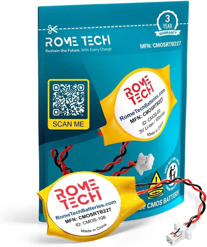 Rome Tech CR1620 CMOS BIOS Battery for HP EliteBook 840 G7   Backup 3V RTC CR 1620 HP Laptop Battery with 2 Wire Cable