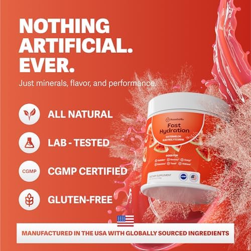 Rosabella Electrolyte Drink Powder   Watermelon   Sugar Free Hydration Drink Mix   Electrolytes Powder with Sodium  Potassium  Magnesium  Calcium   Travel Jar   30 Servings  5 6 oz