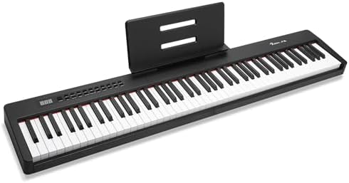 Rosen P21 Semi Weighted Keyboard 88 Keys Beginner Digital Piano  Portable Electric Piano with Sustain Pedal and Power Supply Black