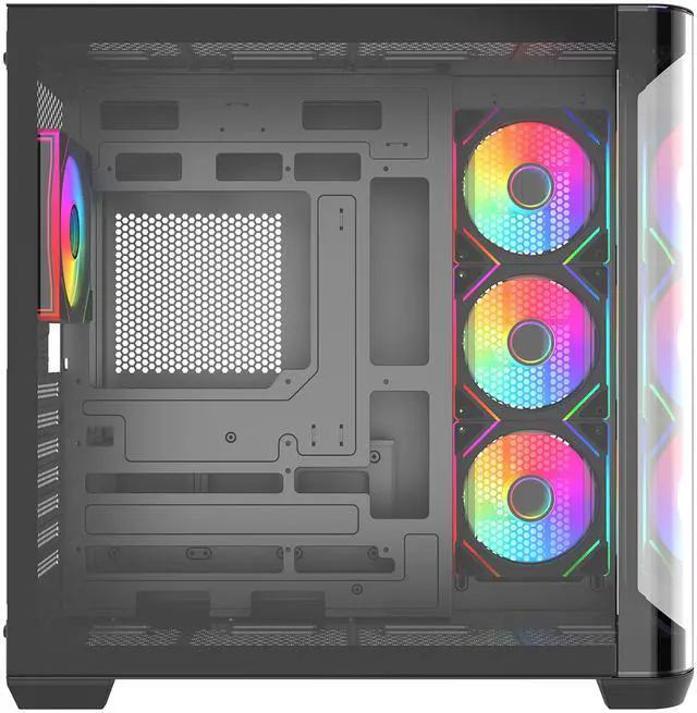 Rosewill ACA503B ATX Computer Gaming PC Case Mid Tower  with 4 ARGB Fans Pre Installed  Curved Tempered Glass Panel Type c  USB3 0 support BTF motherboard