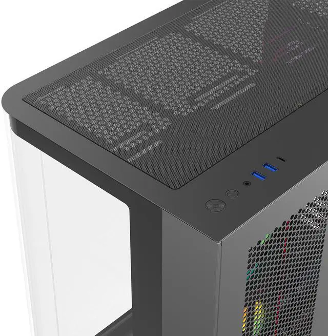 Rosewill ACA503B ATX Computer Gaming PC Case Mid Tower  with 4 ARGB Fans Pre Installed  Curved Tempered Glass Panel Type c  USB3 0 support BTF motherboard