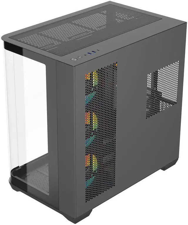 Rosewill ACA503B ATX Computer Gaming PC Case Mid Tower  with 4 ARGB Fans Pre Installed  Curved Tempered Glass Panel Type c  USB3 0 support BTF motherboard