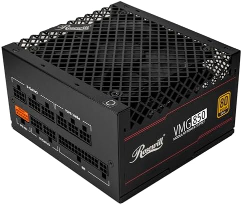 Rosewill VMG 1000W 80  Gold  ATX 3 0 & 3 1 Compatible  Full Modular Low Noise Power Supply  PCIe 5 1 12V 2x6 Connector  100  Japanese Electrolytic Capacitor  120mm FDB Silent Fan   5 Year Warranty