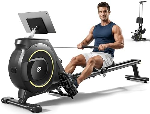 Rowing Machine for Home  350 LB Capacity  16 Level Silent Resistance  Magnetic Rowing Machines for Home Foldable  Full Body Workout Compact Rowing Machine for Cardio & Strength with APP Support