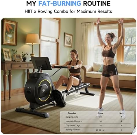 Rowing Machine for Home  350 LB Capacity  16 Level Silent Resistance  Magnetic Rowing Machines for Home Foldable  Full Body Workout Compact Rowing Machine for Cardio & Strength with APP Support