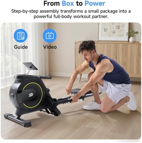 Rowing Machine for Home  350 LB Capacity  16 Level Silent Resistance  Magnetic Rowing Machines for Home Foldable  Full Body Workout Compact Rowing Machine for Cardio & Strength with APP Support