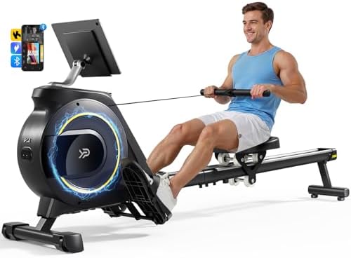 Rowing Machine for Home  350 LB Capacity  16 Level Silent Resistance  Magnetic Rowing Machines for Home Foldable  Full Body Workout Compact Rowing Machine for Cardio & Strength with APP Support
