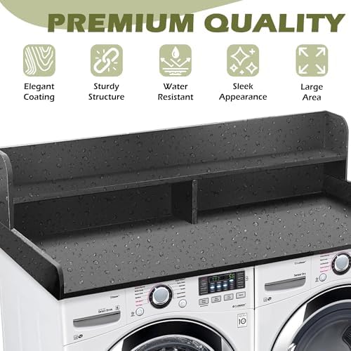 Royxen Laundry Countertop with Storage Universal Fit  Washer and Dryer Countertop with Shelf  Laundry Room Storage  2 Tier Shelf  Black 