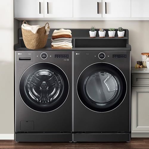 Royxen Laundry Countertop with Storage Universal Fit  Washer and Dryer Countertop with Shelf  Laundry Room Storage  2 Tier Shelf  Black 