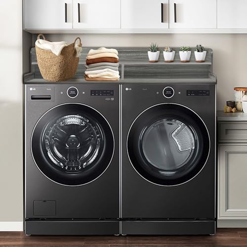 Royxen Laundry Countertop with Storage Universal Fit  Washer and Dryer Countertop with Shelf  Laundry Room Storage  2 Tier Shelf  Black 