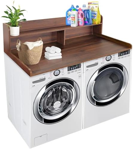 Royxen Laundry Countertop with Storage Universal Fit  Washer and Dryer Countertop with Shelf  Laundry Room Storage  2 Tier Shelf  Black 