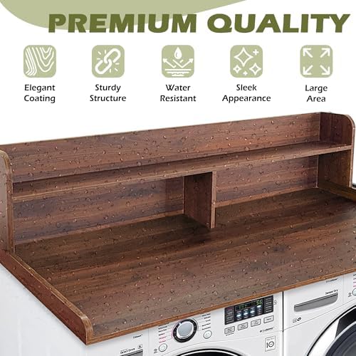 Royxen Laundry Countertop with Storage Universal Fit  Washer and Dryer Countertop with Shelf  Laundry Room Storage  2 Tier Shelf  Black 