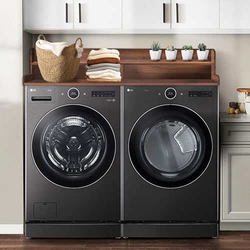 Royxen Laundry Countertop with Storage Universal Fit  Washer and Dryer Countertop with Shelf  Laundry Room Storage  2 Tier Shelf  Black 