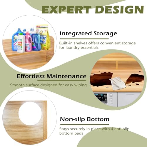 Royxen Laundry Countertop with Storage Universal Fit  Washer and Dryer Countertop with Shelf  Laundry Room Storage  2 Tier Shelf  Black 