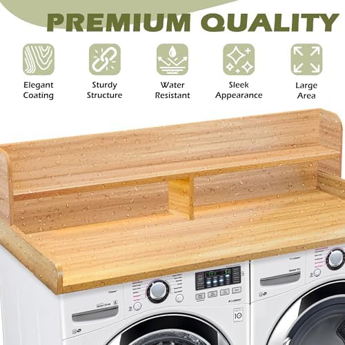 Royxen Laundry Countertop with Storage Universal Fit  Washer and Dryer Countertop with Shelf  Laundry Room Storage  2 Tier Shelf  Black 