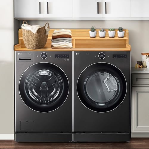 Royxen Laundry Countertop with Storage Universal Fit  Washer and Dryer Countertop with Shelf  Laundry Room Storage  2 Tier Shelf  Black 