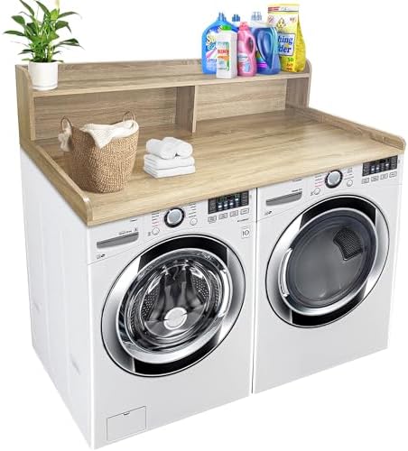Royxen Laundry Countertop with Storage Universal Fit  Washer and Dryer Countertop with Shelf  Laundry Room Storage  2 Tier Shelf  Black 