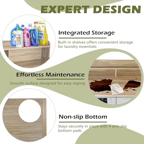 Royxen Laundry Countertop with Storage Universal Fit  Washer and Dryer Countertop with Shelf  Laundry Room Storage  2 Tier Shelf  Black 