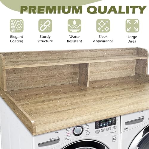 Royxen Laundry Countertop with Storage Universal Fit  Washer and Dryer Countertop with Shelf  Laundry Room Storage  2 Tier Shelf  Black 