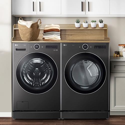 Royxen Laundry Countertop with Storage Universal Fit  Washer and Dryer Countertop with Shelf  Laundry Room Storage  2 Tier Shelf  Black 