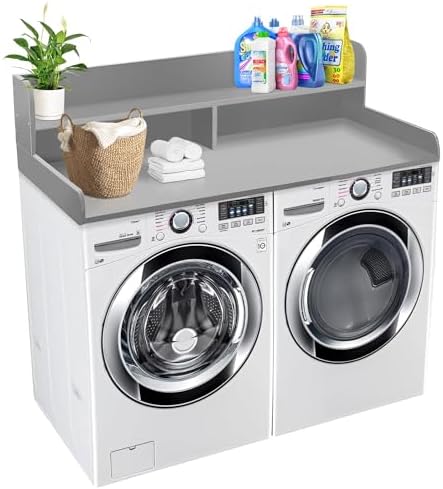 Royxen Laundry Countertop with Storage Universal Fit  Washer and Dryer Countertop with Shelf  Laundry Room Storage  2 Tier Shelf  Black 