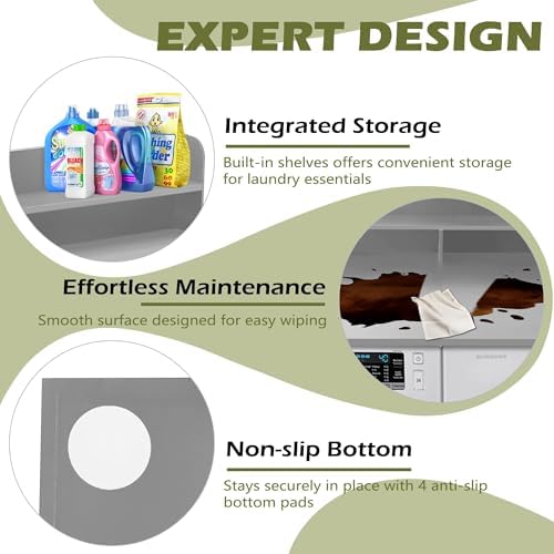 Royxen Laundry Countertop with Storage Universal Fit  Washer and Dryer Countertop with Shelf  Laundry Room Storage  2 Tier Shelf  Black 