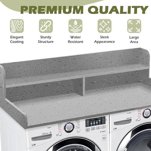 Royxen Laundry Countertop with Storage Universal Fit  Washer and Dryer Countertop with Shelf  Laundry Room Storage  2 Tier Shelf  Black 