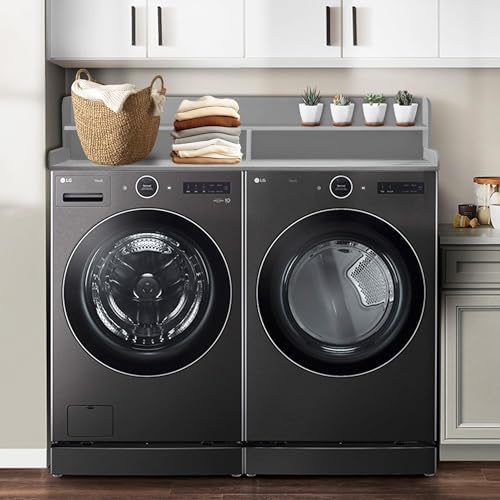 Royxen Laundry Countertop with Storage Universal Fit  Washer and Dryer Countertop with Shelf  Laundry Room Storage  2 Tier Shelf  Black 