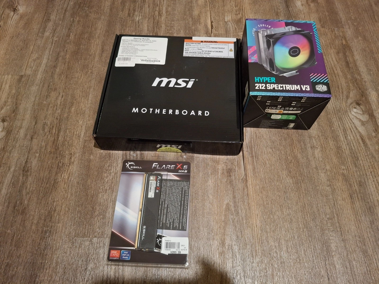 Ryzen 5 7500X3D CPU   MSI PRO AM5 B850M VC WIFI6E MB    16GB DDR5   CPU COOLER