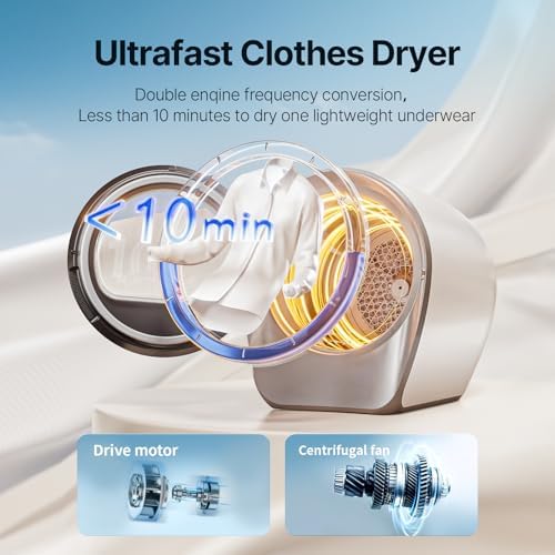 S3 Compact Clothes Dryer 1 0 cu ft Capacity 110V 1050W Portable Dryers Machine with Stainless Steel Drum 8 Drying Mode for Small Spaces Apartments dorm Mini electric secadora portatil de ropa