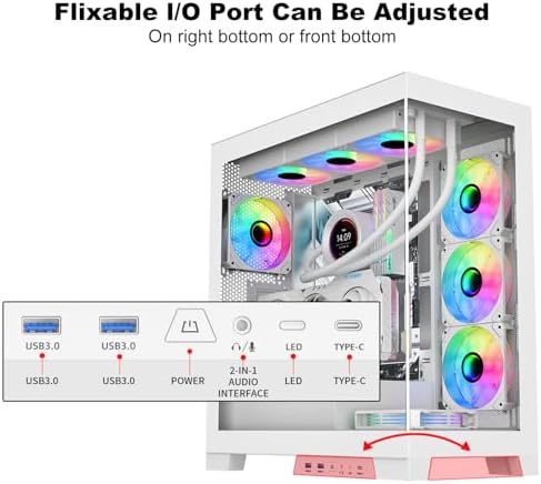 SAMA NEVIEW 4503 Mid Tower PC Case  Panoramic Dual Tempered Glass ATX Gaming Case  4 120mm ARGB Fans with Hub  High Airflow  Back Connector Ready  Type C & 2  USB 3 0  360mm AIO Support  White