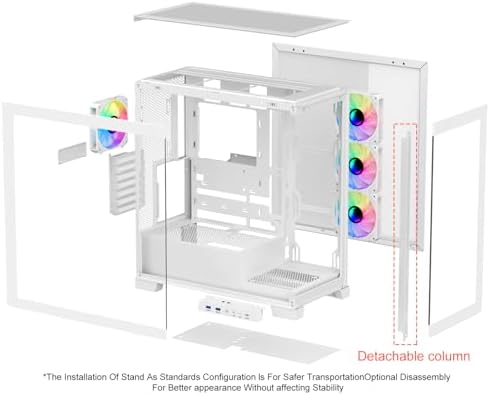 SAMA NEVIEW 4503 Mid Tower PC Case  Panoramic Dual Tempered Glass ATX Gaming Case  4 120mm ARGB Fans with Hub  High Airflow  Back Connector Ready  Type C & 2  USB 3 0  360mm AIO Support  White