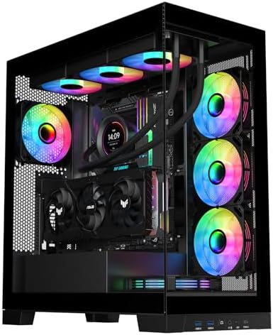 SAMA NEVIEW 4503 Mid Tower PC Case  Panoramic Dual Tempered Glass ATX Gaming Case  4 120mm ARGB Fans with Hub  High Airflow  Back Connector Ready  Type C & 2  USB 3 0  360mm AIO Support  White