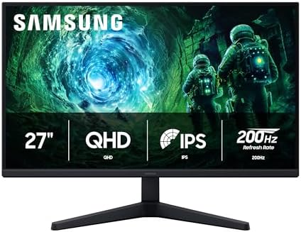 SAMSUNG Monitor para juegos Odyssey G5 G53F QHD de 27", HDR10, frecuencia de actualización de 200Hz, panel IPS, AMD FreeSync Premium, ecualizador negro, interruptor de fuente automática