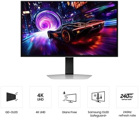 SAMSUNG 27 inch Odyssey QD OLED G8  G81SF   4K  240Hz  Gaming Monitor  0 03ms Response Time  DisplayHDR True Black 400  AMD FreeSync  Premium Pro  Ergonomic Stand  LS27FG810SNXZA  2025