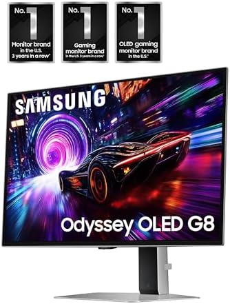 SAMSUNG 27 inch Odyssey QD OLED G8  G81SF   4K  240Hz  Gaming Monitor  0 03ms Response Time  DisplayHDR True Black 400  AMD FreeSync  Premium Pro  Ergonomic Stand  LS27FG810SNXZA  2025
