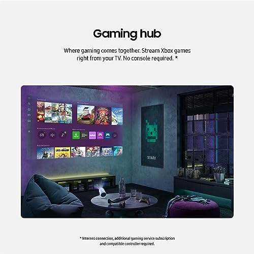SAMSUNG 30    100  The Freestyle 2nd Gen with Gaming Hub Smart Portable Projector  FHD  HDR  Big Screen Home Theater Experience  360 Sound  SP LFF3CLAXXZA  2023 Model  White  Renewed