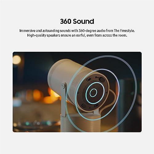 SAMSUNG 30    100  The Freestyle 2nd Gen with Gaming Hub Smart Portable Projector  FHD  HDR  Big Screen Home Theater Experience  360 Sound  SP LFF3CLAXXZA  2023 Model  White  Renewed